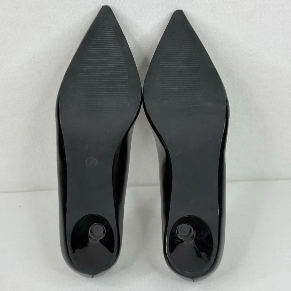 Coutgo Women's Sleek Pointed Toe Dress Pump LaceBlack Heels Size 8 1134